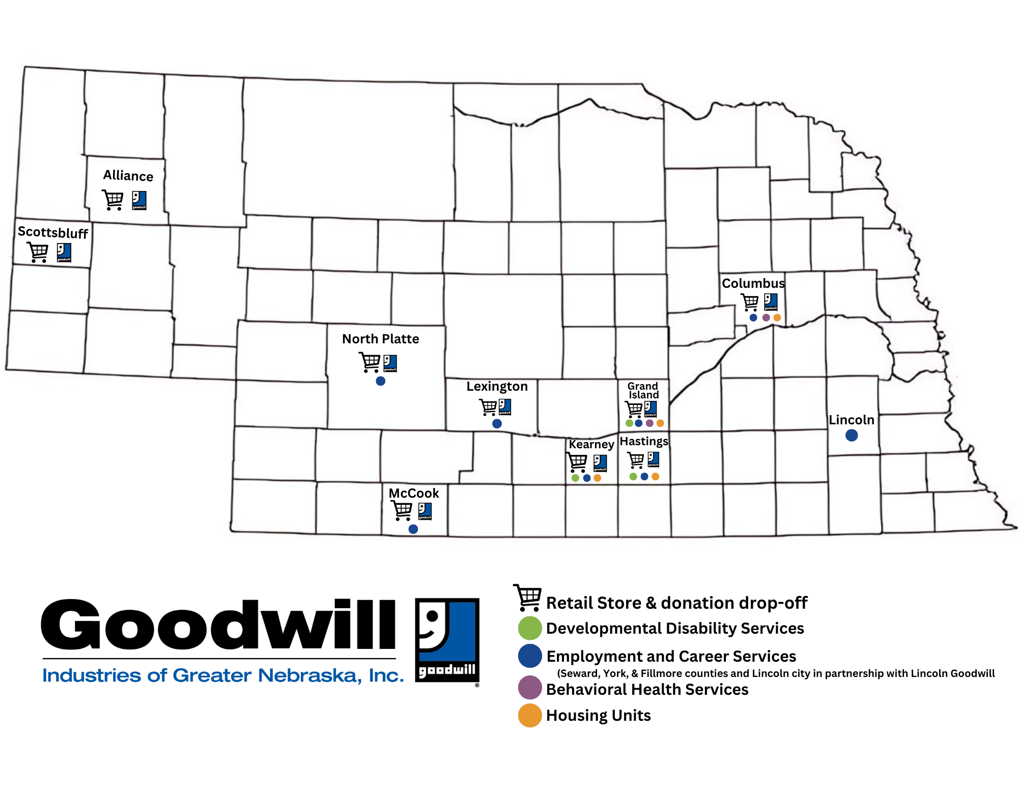 goodwill of greater nebraska retail and service location map